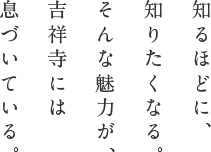 知るほどに、知りたくなる。そんな魅力が、吉祥寺には息づいている。
